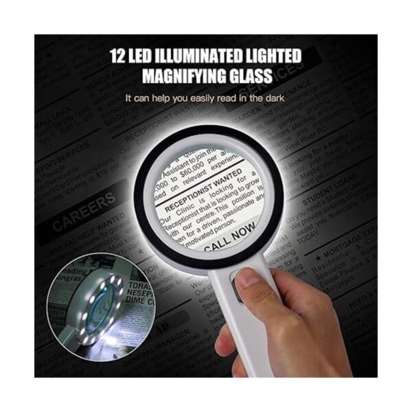 Lupa con luz lupa de mano 30X lupa iluminada con 12 LED