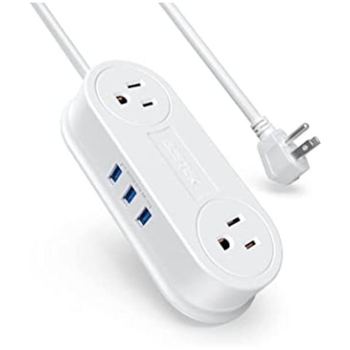 BESTEK Tira de alimentación pequeña con 3 puertos USB 2