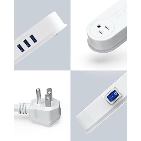 BESTEK Tira de alimentación pequeña con 3 puertos USB 2_6