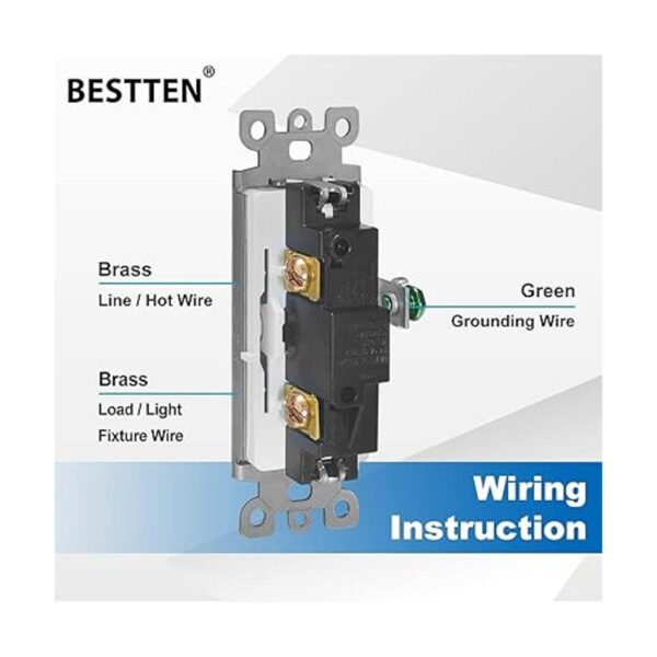 BESTTEN Interruptor de luz de pared decorativo de un solo