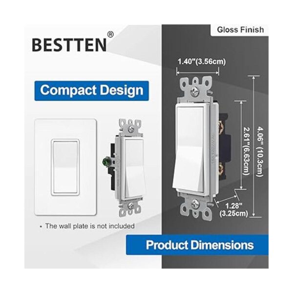 BESTTEN Interruptor de luz de pared decorativo de un solo