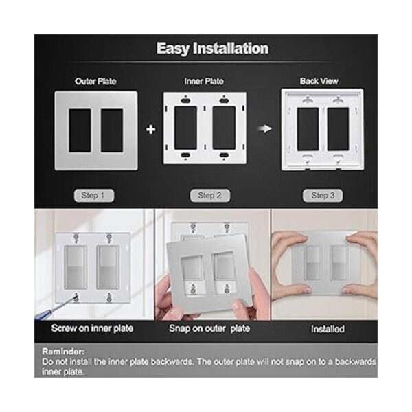 BESTTEN Placa de pared plateada sin tornillos de 2