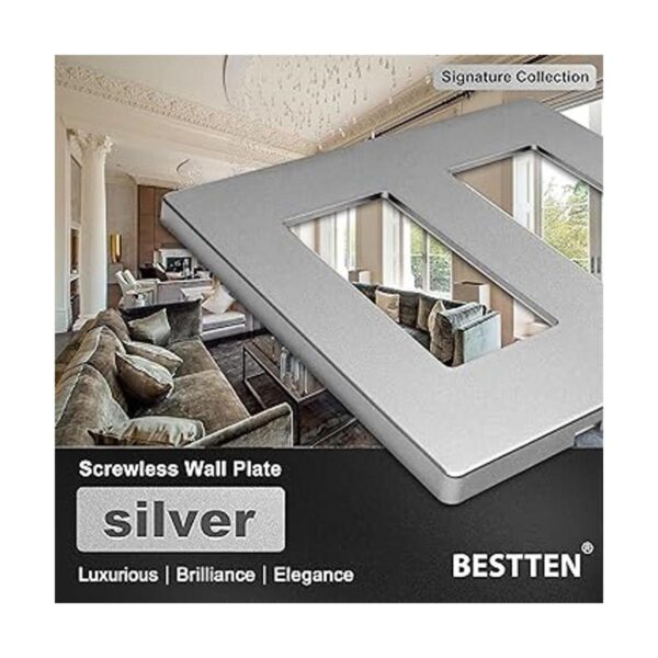 BESTTEN Placa de pared plateada sin tornillos de 2