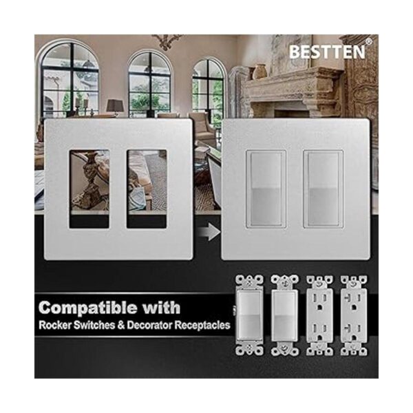 BESTTEN Placa de pared plateada sin tornillos de 2