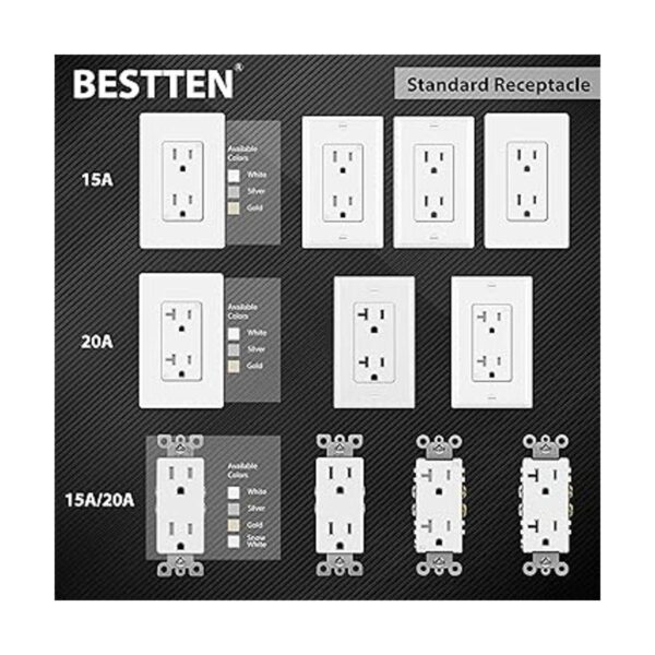 BESTTEN Receptáculo decorativo de 15 amperios para uso