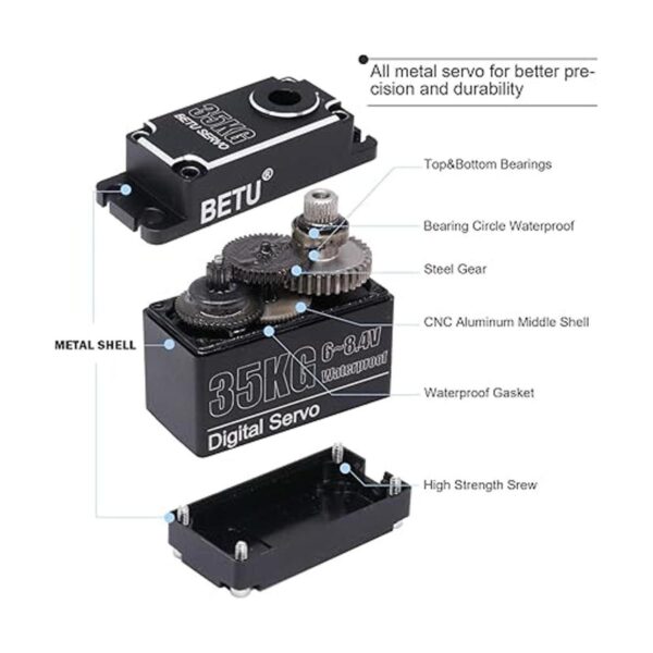 BETU Servo Waterpoof de 77.2 lbs caja de aluminio_2