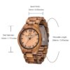 BIOSTON Reloj de madera natural hecho a mano analógico de