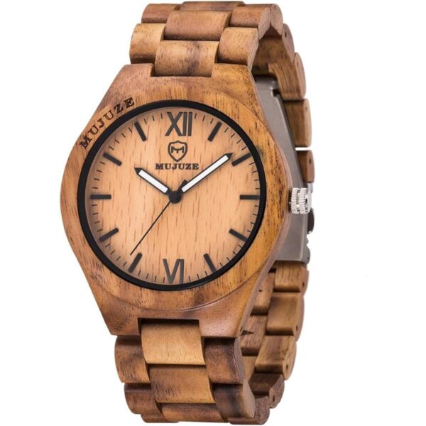 BIOSTON Reloj de madera natural hecho a mano analógico de