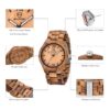 BIOSTON Reloj de madera natural hecho a mano analógico de