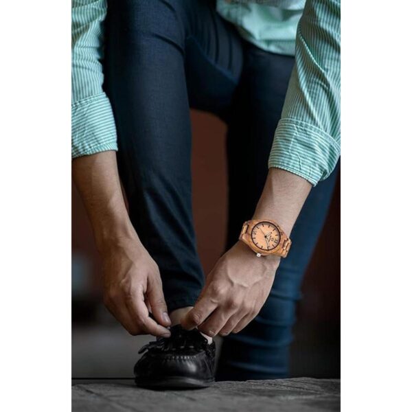 BIOSTON Reloj de madera natural hecho a mano analógico de