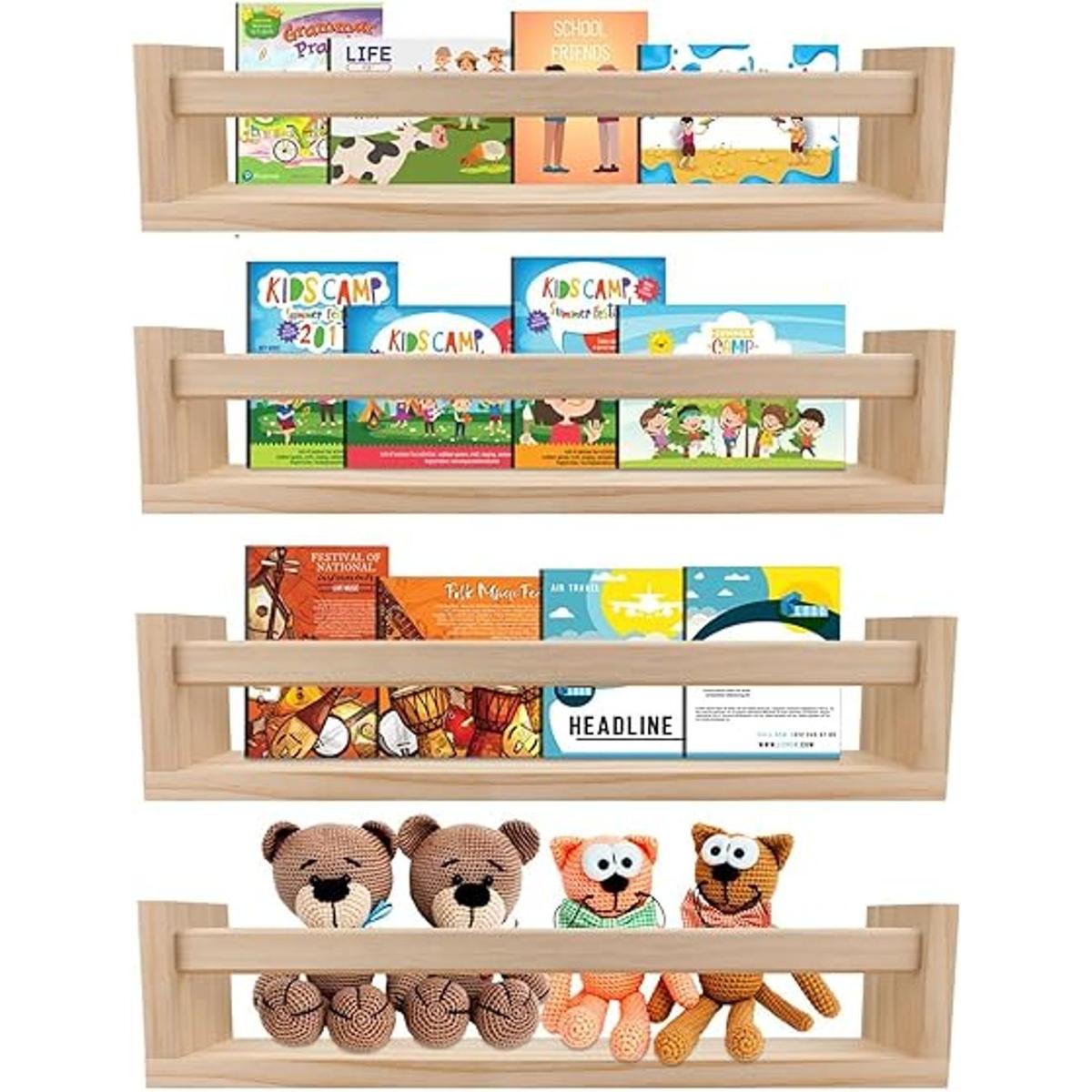 BIROLA Juego de 4 estantes de libros para guardería