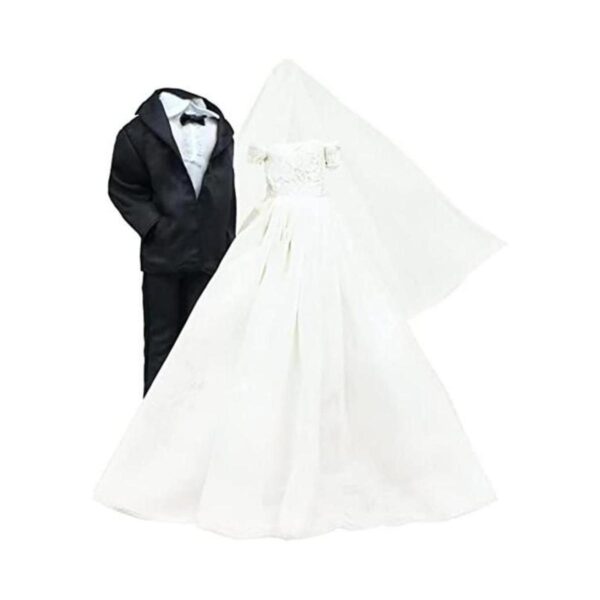 BJDBUS Conjunto de boda vestido blanco velo de novia y_1