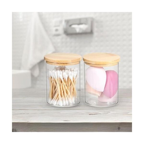 BKYFPQ Paquete de 3 dispensadores de vidrio Qtip con tapas