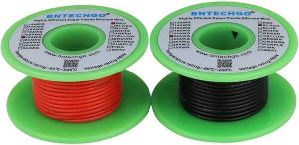 BNTECHGO Bobina de alambre de silicona de calibre 22 rojo