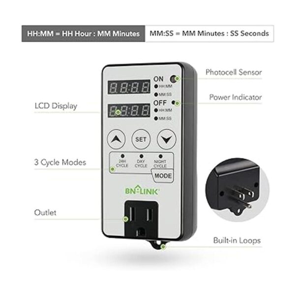 BNLINK Temporizador digital intermitente de ciclo de