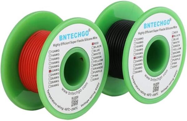 BNTECHGO Bobina de alambre de silicona de calibre 22 rojo