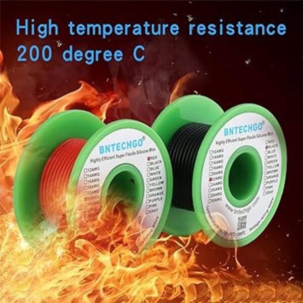 BNTECHGO Bobina de alambre de silicona de calibre 22 rojo
