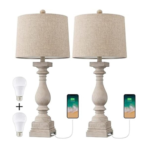 BOBOMOMO Lámpara de mesa USB de 27.75 pulgadas con 2_2