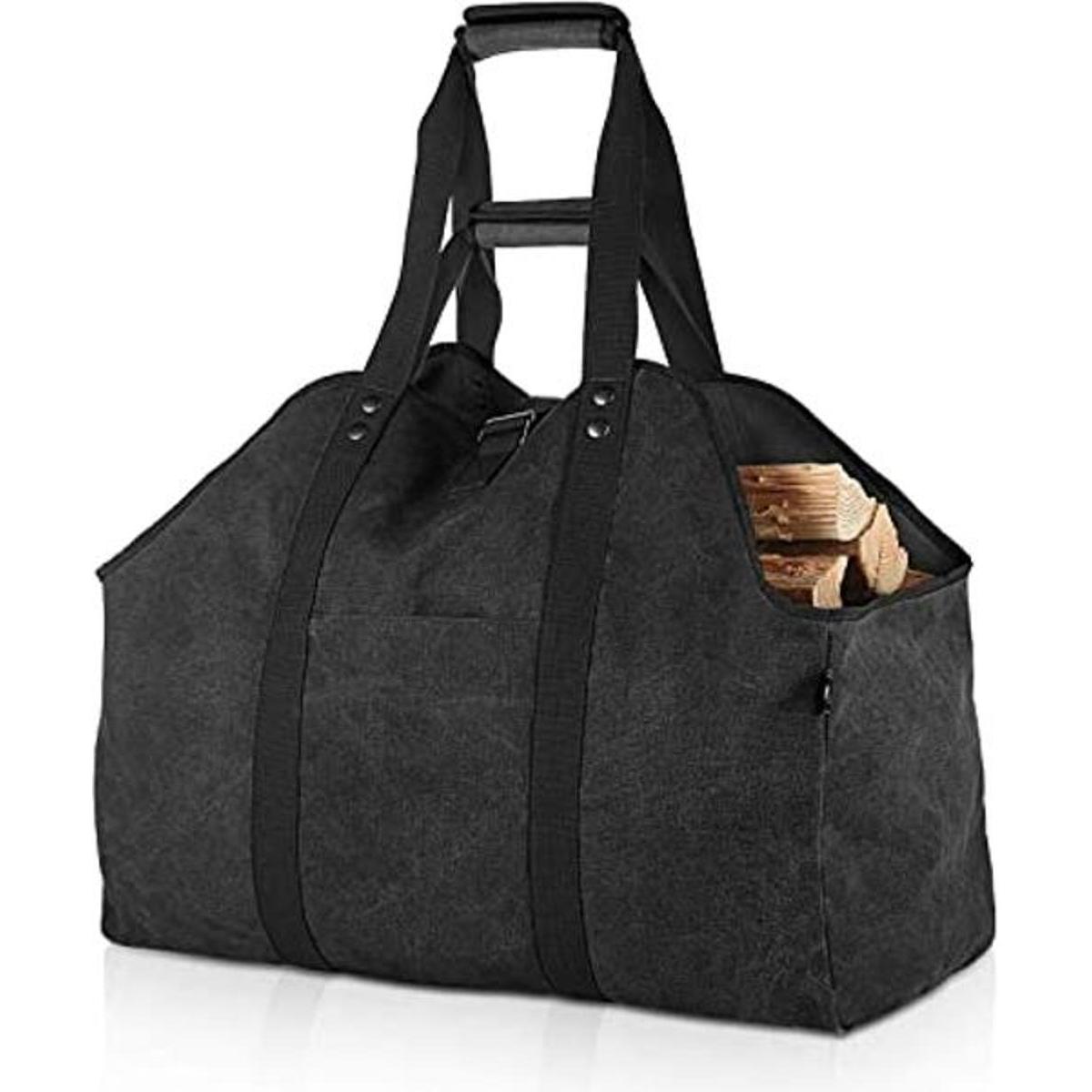 BONTHEE Soporte para leña para interior con correa para