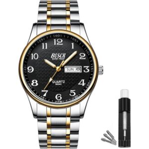 BOSCK Analog Mens Watch40mm Easy Read Auto Date and Day