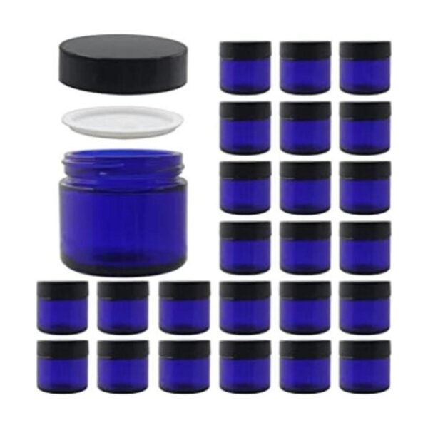 BPFY 24 frascos de cristal azul redondo de 1.7 fl oz con_1