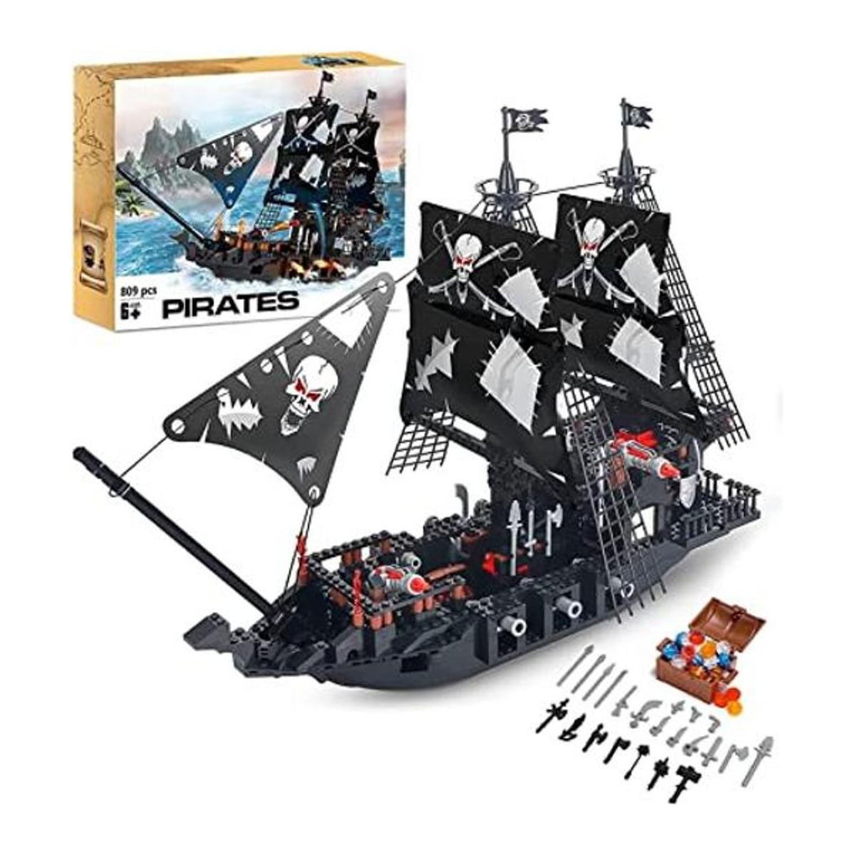 BRICK STORY Kit de construcción de barcos piratas negros