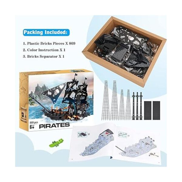 BRICK STORY Kit de construcción de barcos piratas negros_5