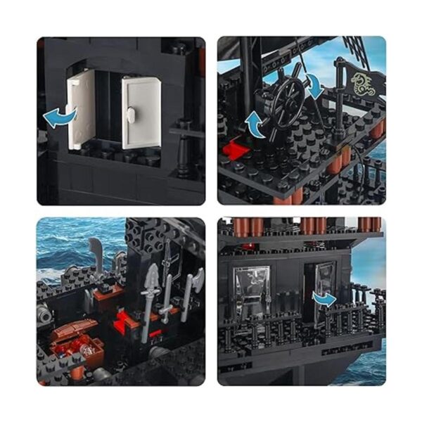 BRICK STORY Kit de construcción de barcos piratas negros_3