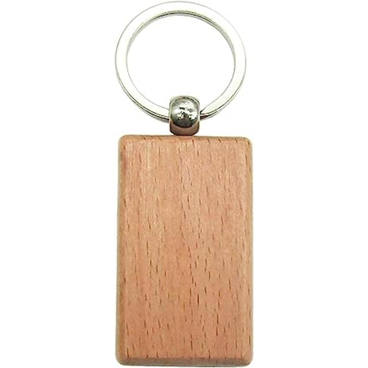 BTYONONON10 piezas de madera en blanco llavero rectangular