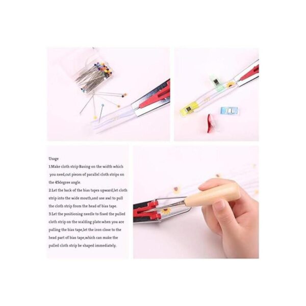 BUTUZE Kit de cinta de sesgo de tela con punzón de_4