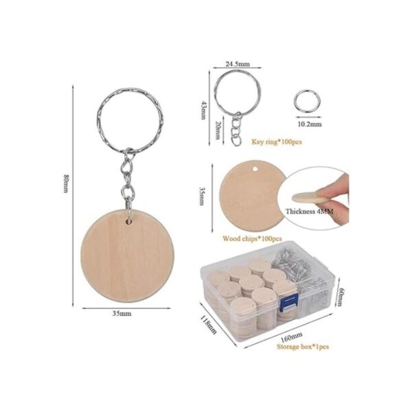 BUYGOO Juego de 100 llaveros de madera en blanco_2
