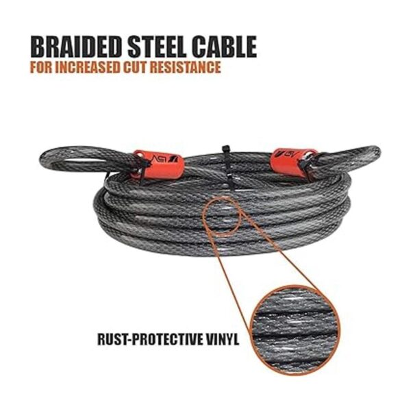 BV Cable de acero de seguridad de 15 pies con bucles