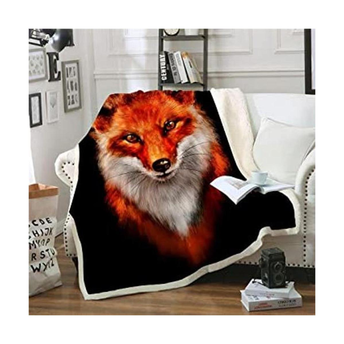BUZHENG Manta de zorro decorativa suave de felpa Sherpa
