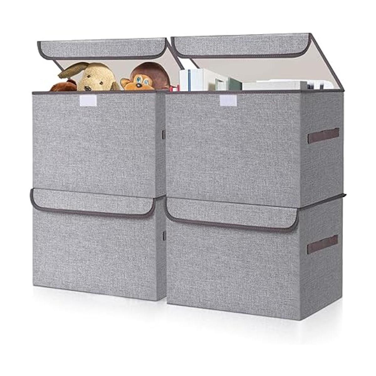 Bagnizer Cesta organizadora plegable de tela de lino con