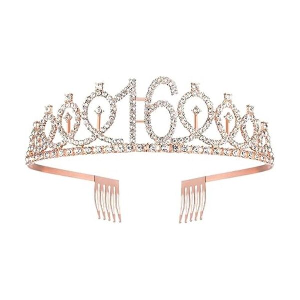 Banda y tiara de cumpleaños número 16 para niñas corona_3