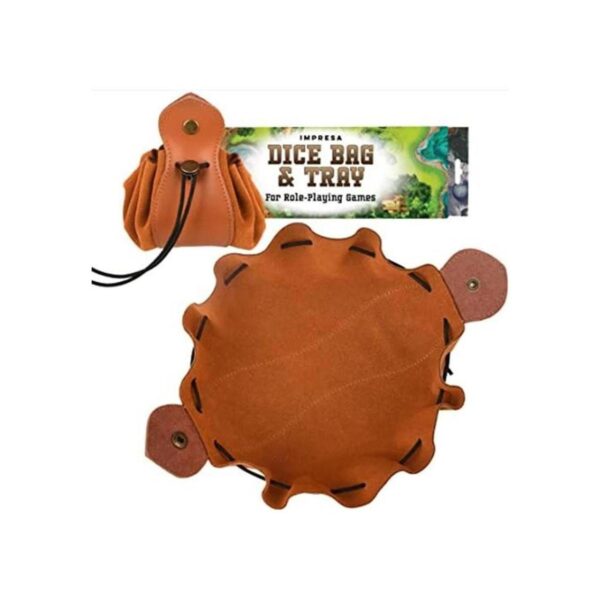 Bandeja de dados 2 en 1 de piel auténtica XL y bolsa de_1