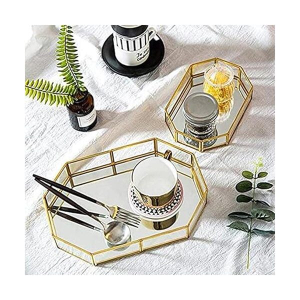 Bandeja decorativa de metal para espejo bandeja de