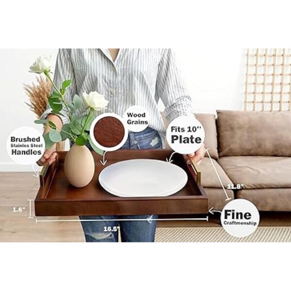 Bandeja decorativa para servir de madera decoración del_2