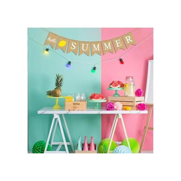 Bandera de Jute Burlap Hello Summer Summer Lemon Party_3