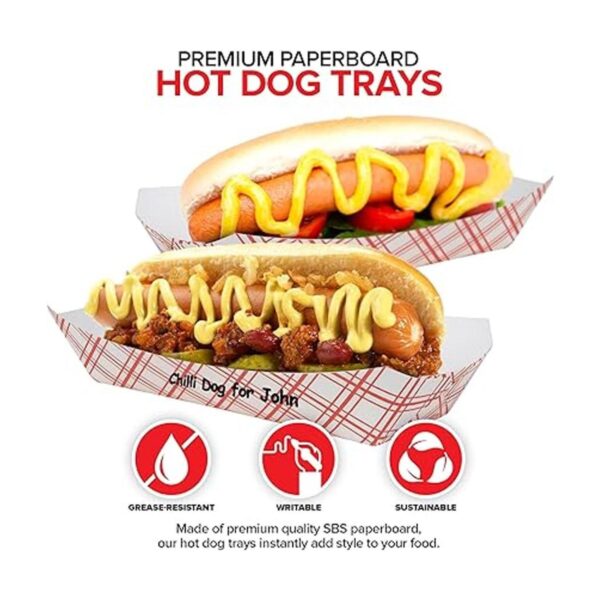 Bandejas para perros calientes a cuadros 250 unidades