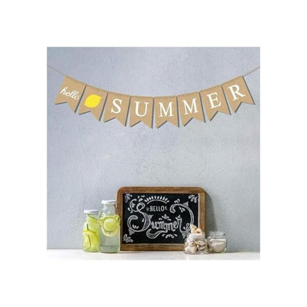 Bandera de Jute Burlap Hello Summer Summer Lemon Party_2