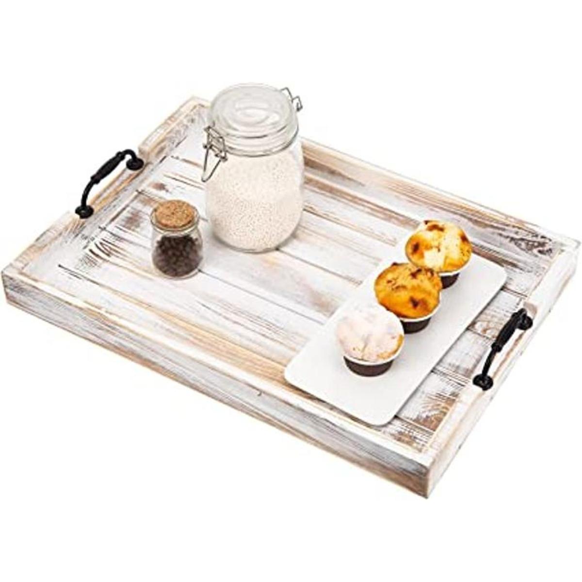 Bandejas rústicas de madera grande vintage para desayuno