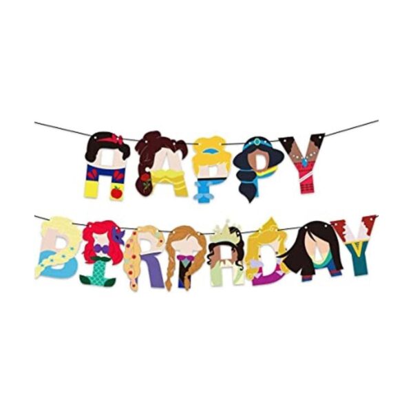 Bandera de fiesta de cumpleaños de Princesa de Disney_1