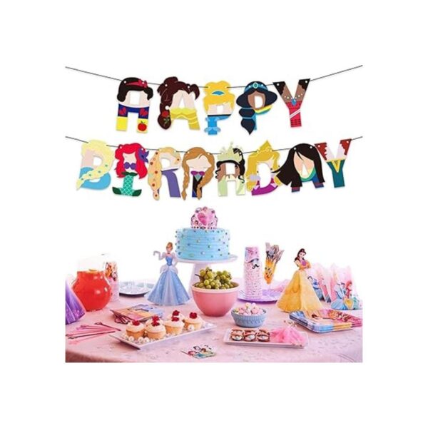 Bandera de fiesta de cumpleaños de Princesa de Disney_4