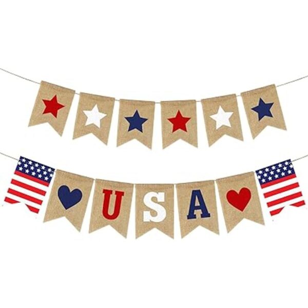 Bandera de arpillera de Estados Unidos para decoración del