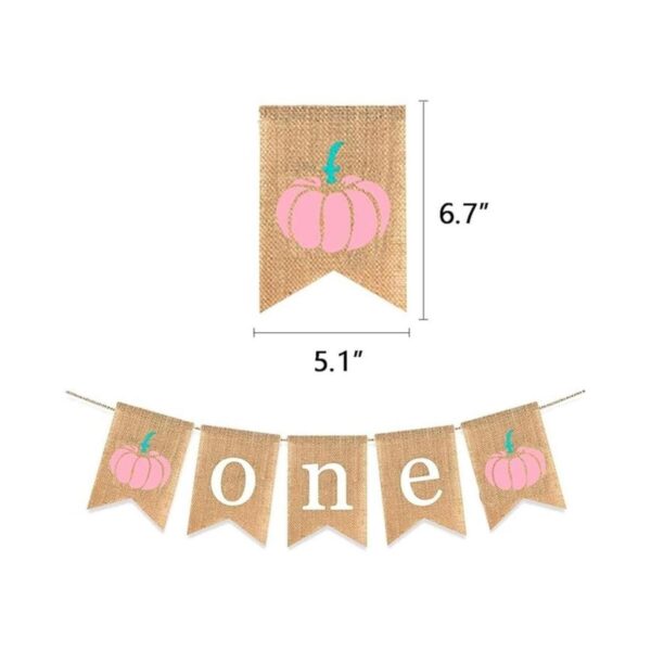 Bandera de cumpleaños de calabaza rosa para primer