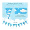 Banderines de 5 piezas de color azul cielo blanco nubes_2