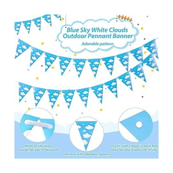 Banderines de 5 piezas de color azul cielo blanco nubes_3