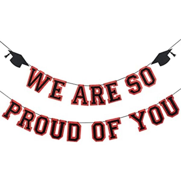 Banner con purpurina roja y negra con texto en inglés We_1