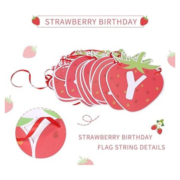 Banner de feliz cumpleaños de fresa con diseño de bayas